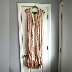 Paper Crane Sleeveless Fringe Calf-length Sweater